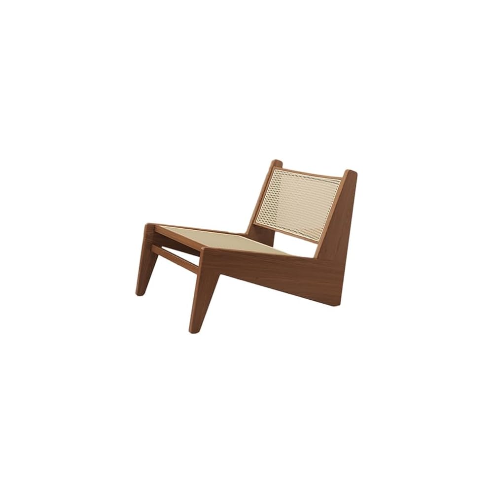 Mid-Century Modern Rattan Armchair - Armless Design for Living Room, Home Office, Balcony & Terrace - Durable Cherry Wood Frame - Stylish & Versatile Seating