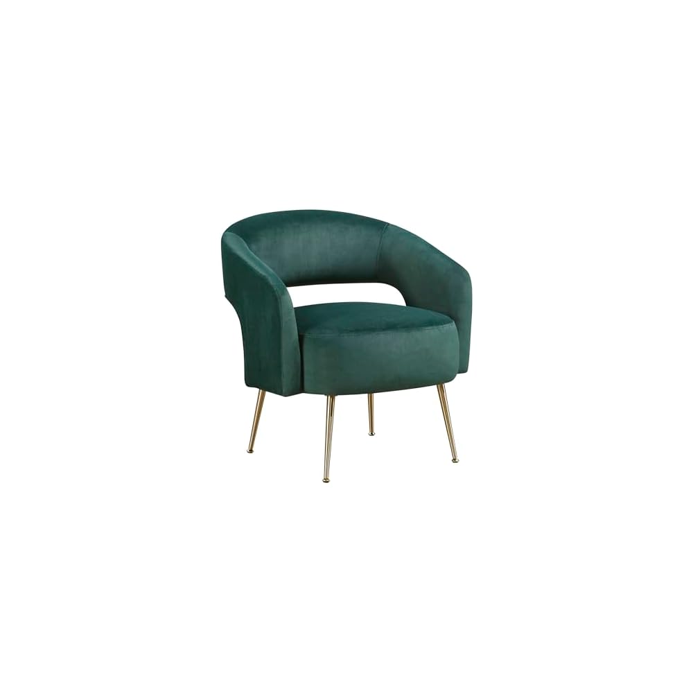 Lexicon Mid-Century Modern Velvet Accent Chair with Open Back, Dark Green