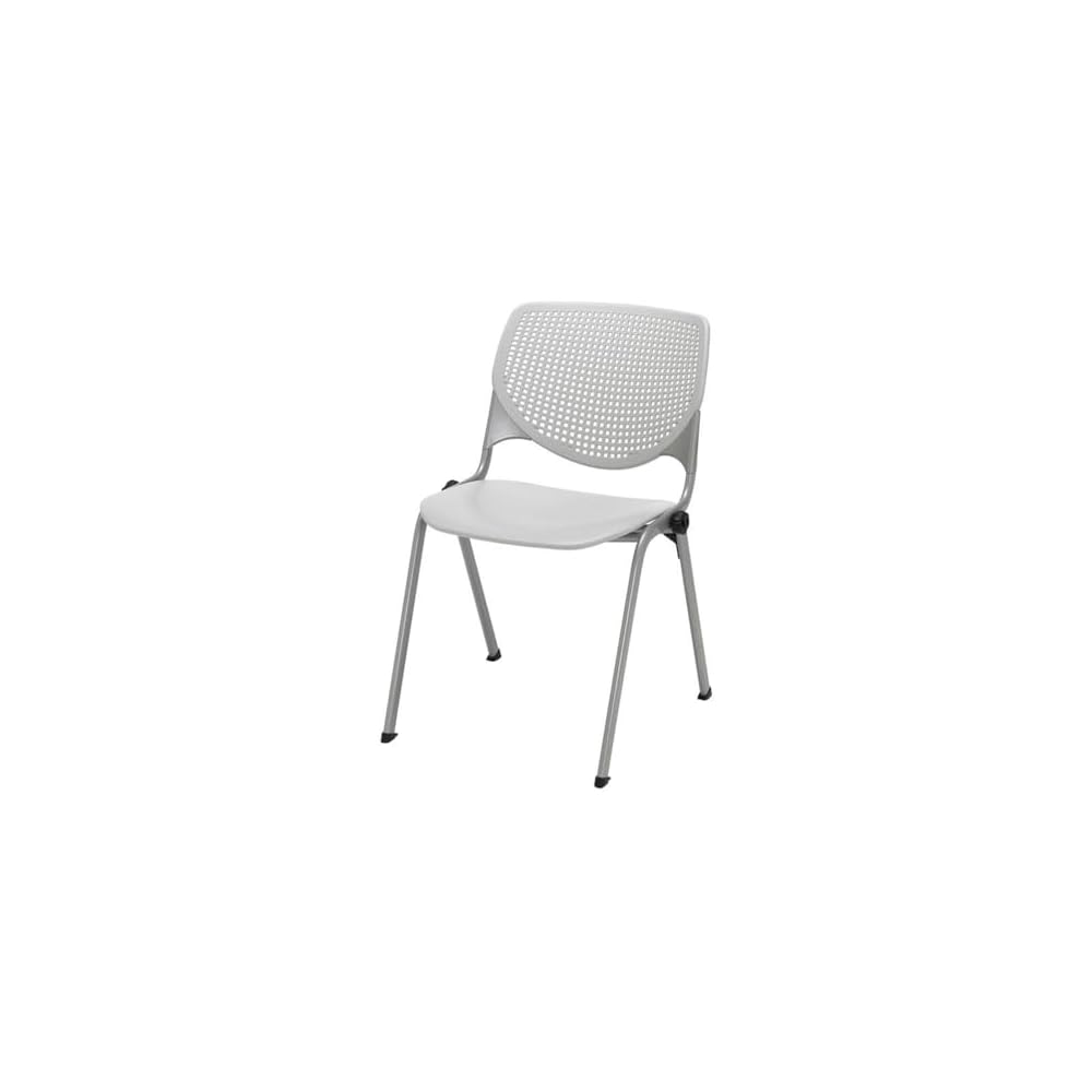 KFI Seating Kool Series Polypropylene Stack Chair with Perforated Back, Light Grey Finish