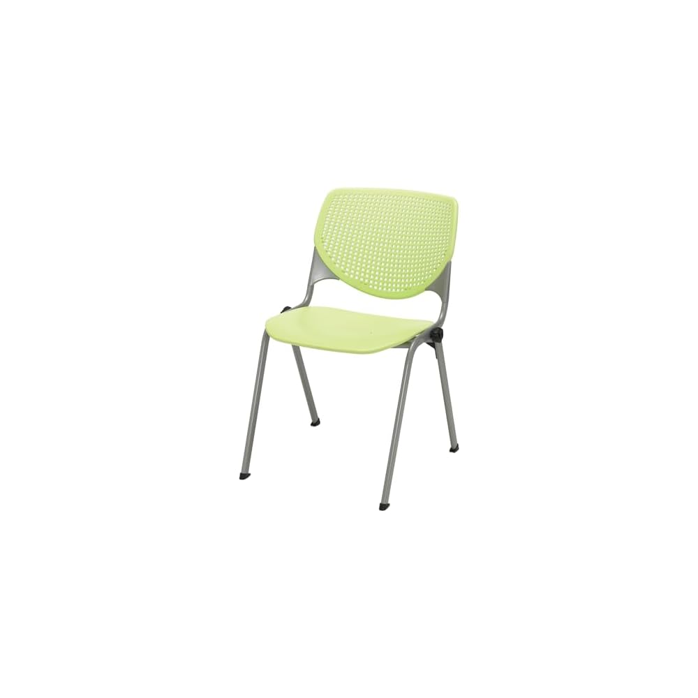 KFI Seating Kool Series Polypropylene Stack Chair with Perforated Back, Light Grey Finish