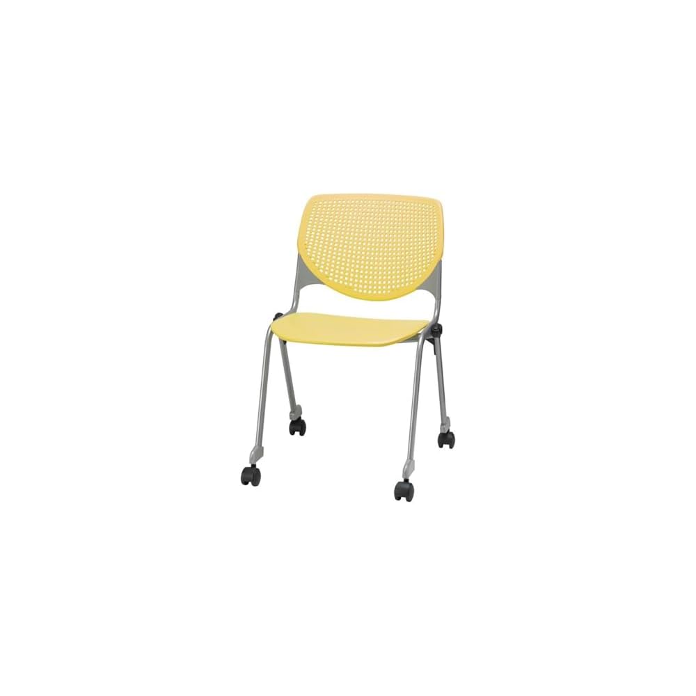 KFI Seating Kool Series Polypropylene Stack Chair with Perforated Back, Light Grey Finish
