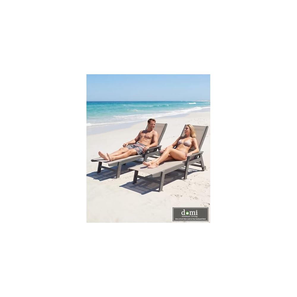 Domi HDPE Aluminum Pool Lounge Chair Set of 2 Outdoor Chaise Lounge Chair