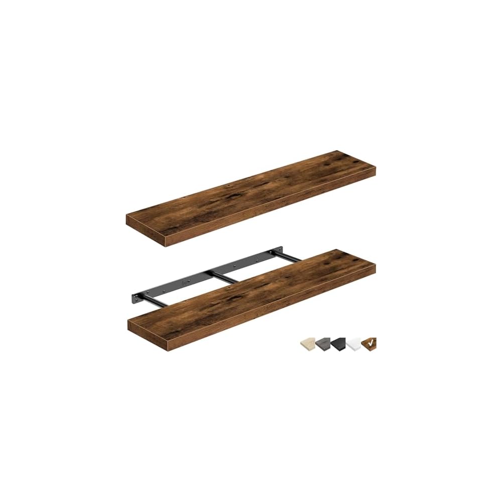 QEEIG Bathroom Floating Shelves for Wall (Brown, Set of 2, 15.7")