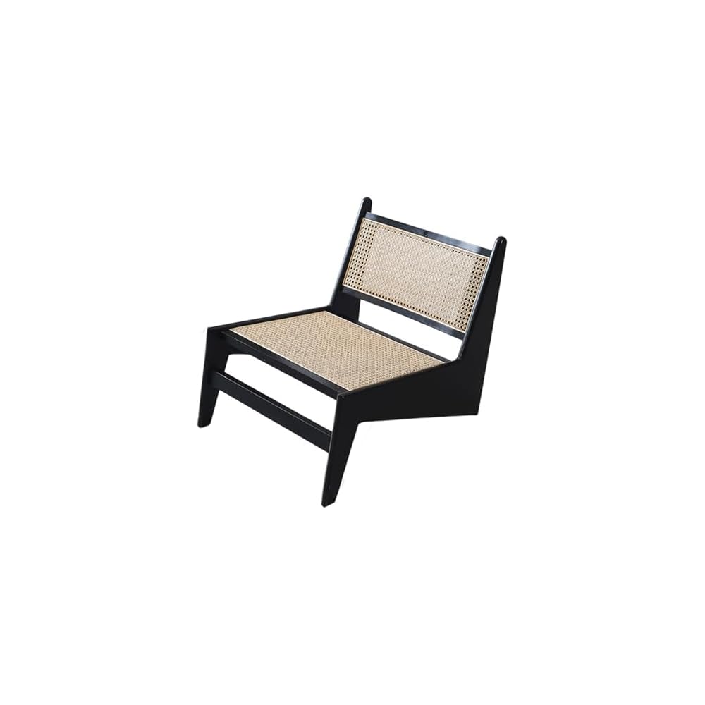 Mid-Century Modern Rattan Armchair - Armless Design for Living Room, Home Office, Balcony & Terrace - Durable Cherry Wood Frame - Stylish & Versatile Seating