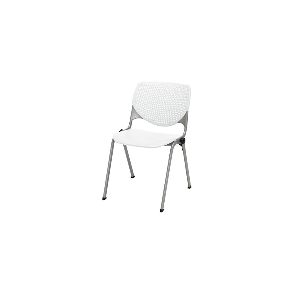 KFI Seating Kool Series Polypropylene Stack Chair with Perforated Back, Light Grey Finish