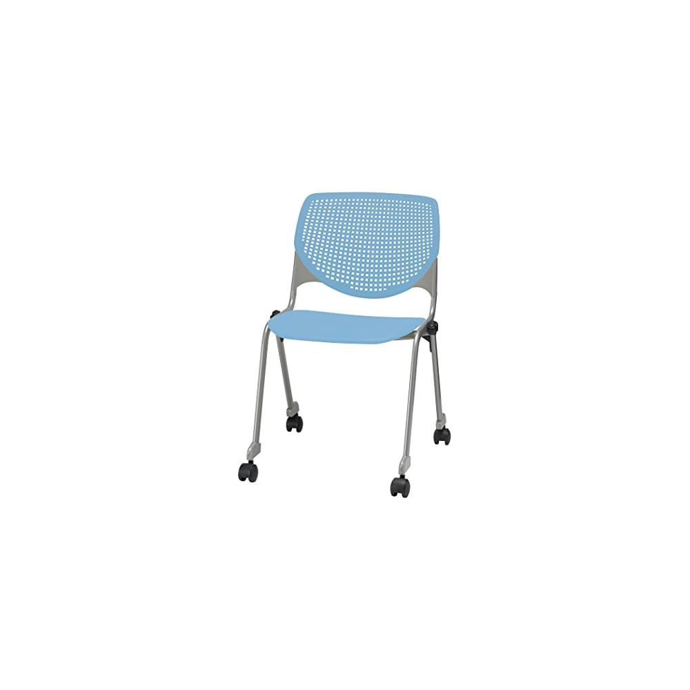 KFI Seating Kool Series Polypropylene Stack Chair with Perforated Back, Light Grey Finish