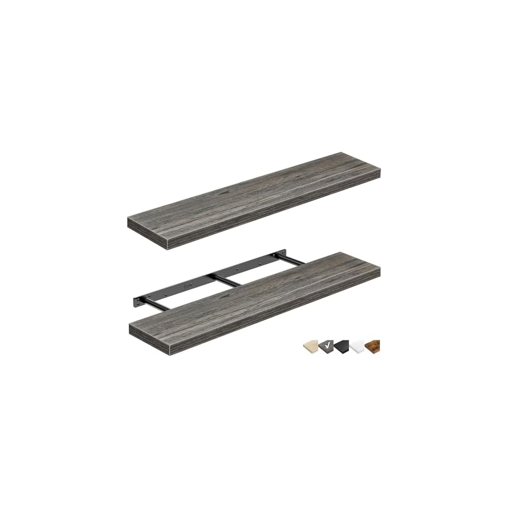 QEEIG Bathroom Floating Shelves for Wall (Brown, Set of 2, 15.7")