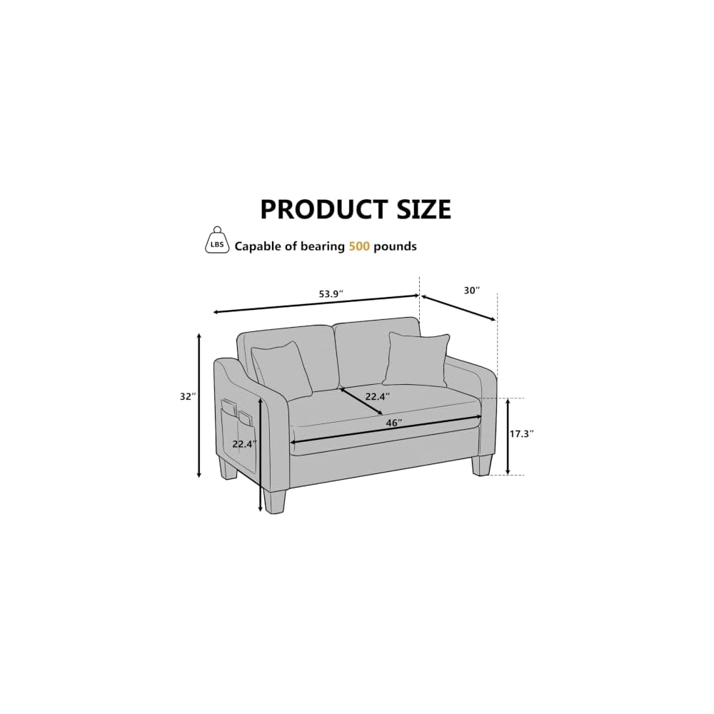 54" Corduroy Loveseat Sofa,2 Seater Couch