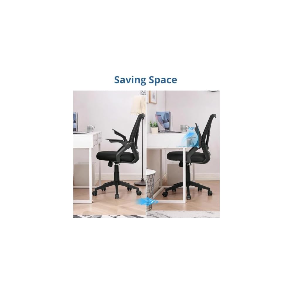 Suitable for Ergonomic Mid-Back Swivel Office Chair with Adjustable Armrests & Mesh Lumbar Support - Ideal for Computer Tasks, Black