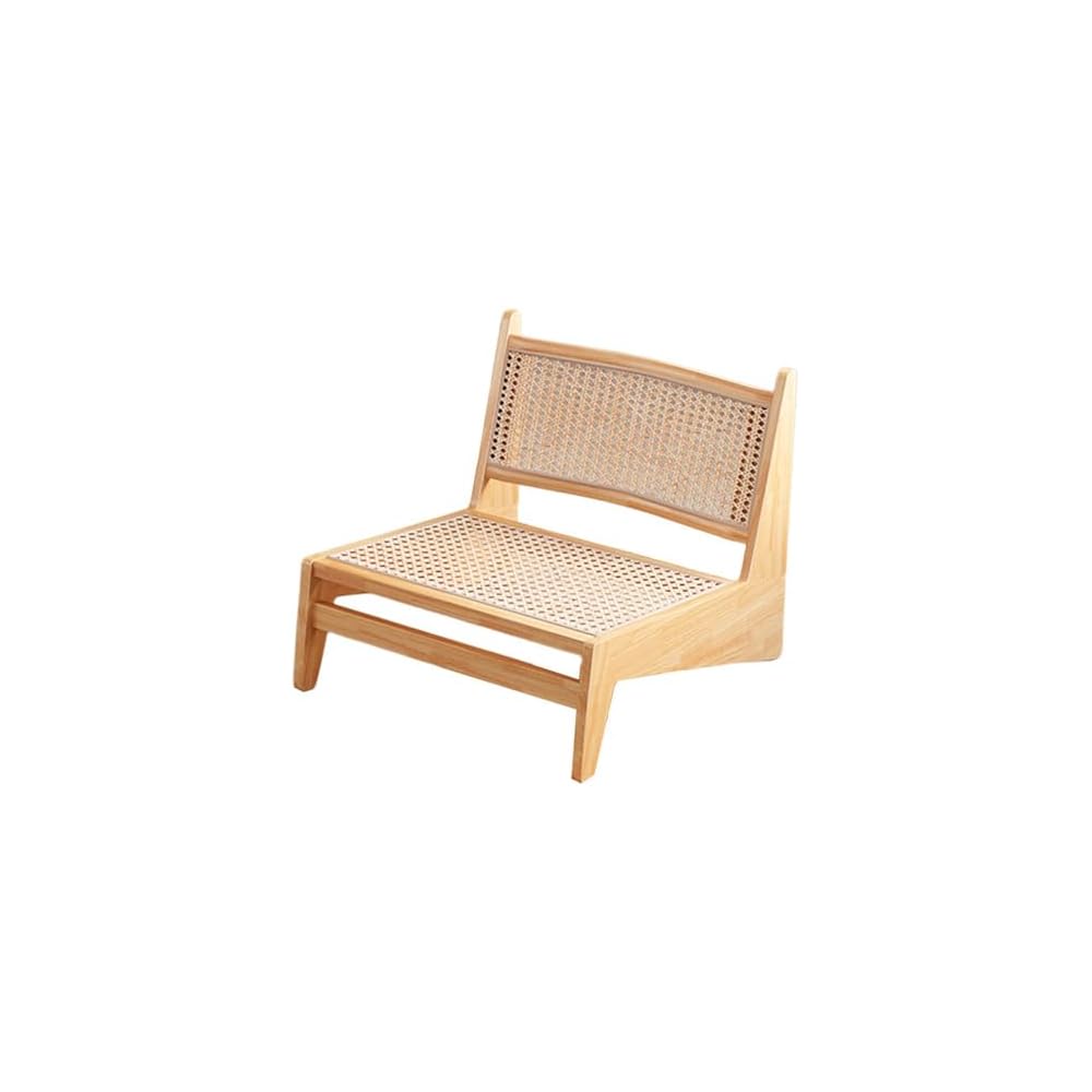 Mid-Century Modern Rattan Armchair - Armless Design for Living Room, Home Office, Balcony & Terrace - Durable Cherry Wood Frame - Stylish & Versatile Seating