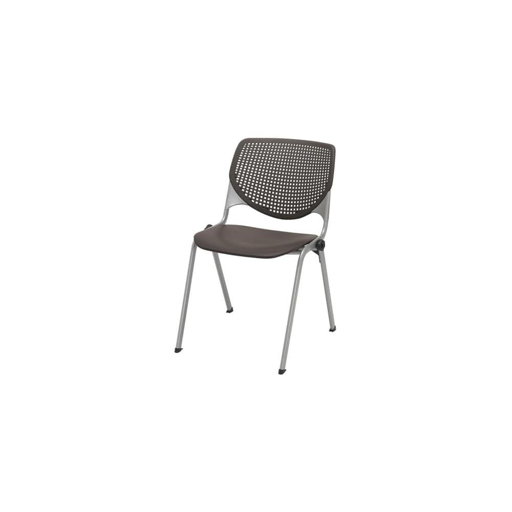 KFI Seating Kool Series Polypropylene Stack Chair with Perforated Back, Light Grey Finish