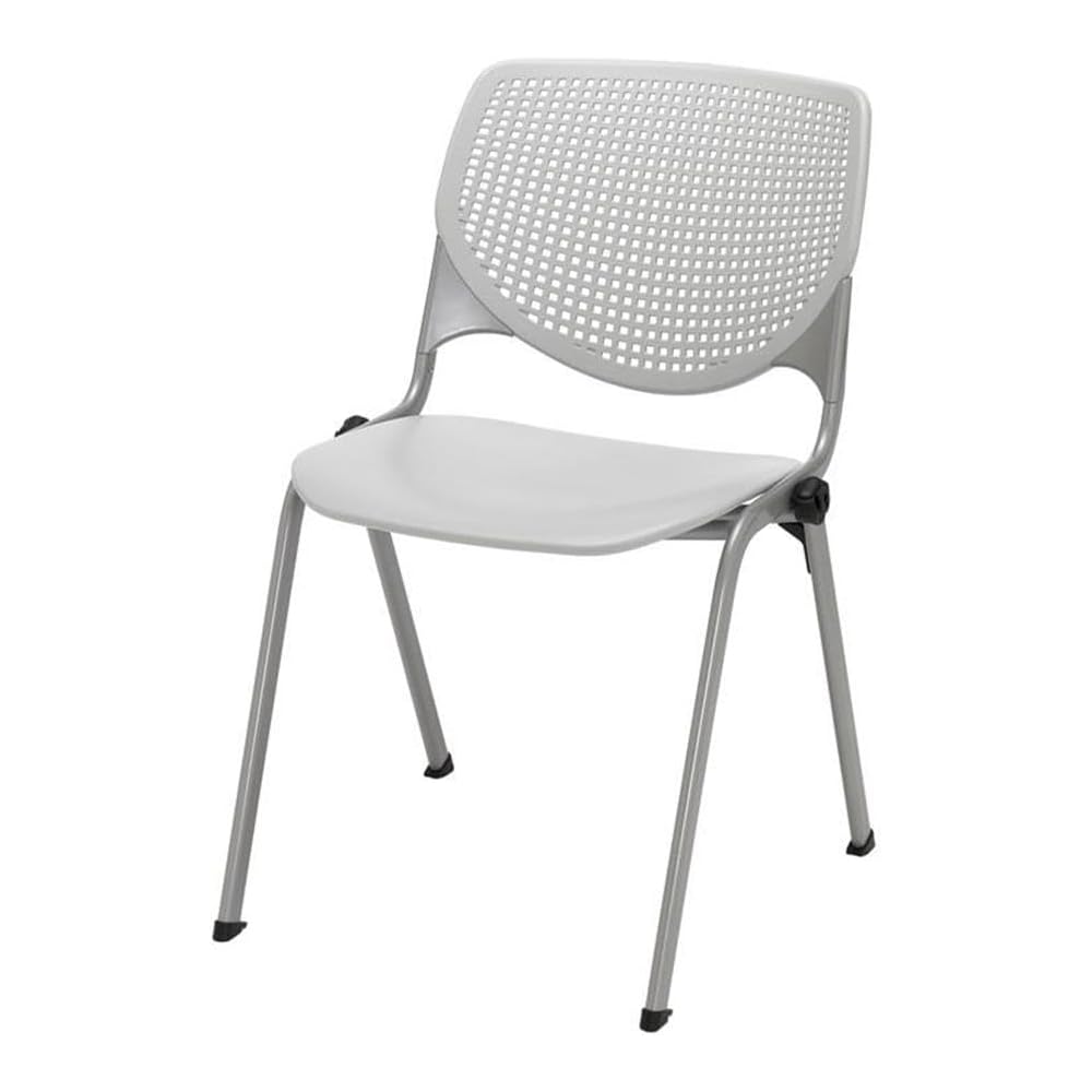 KFI Seating Kool Series Polypropylene Stack Chair with Perforated Back, Light Grey Finish