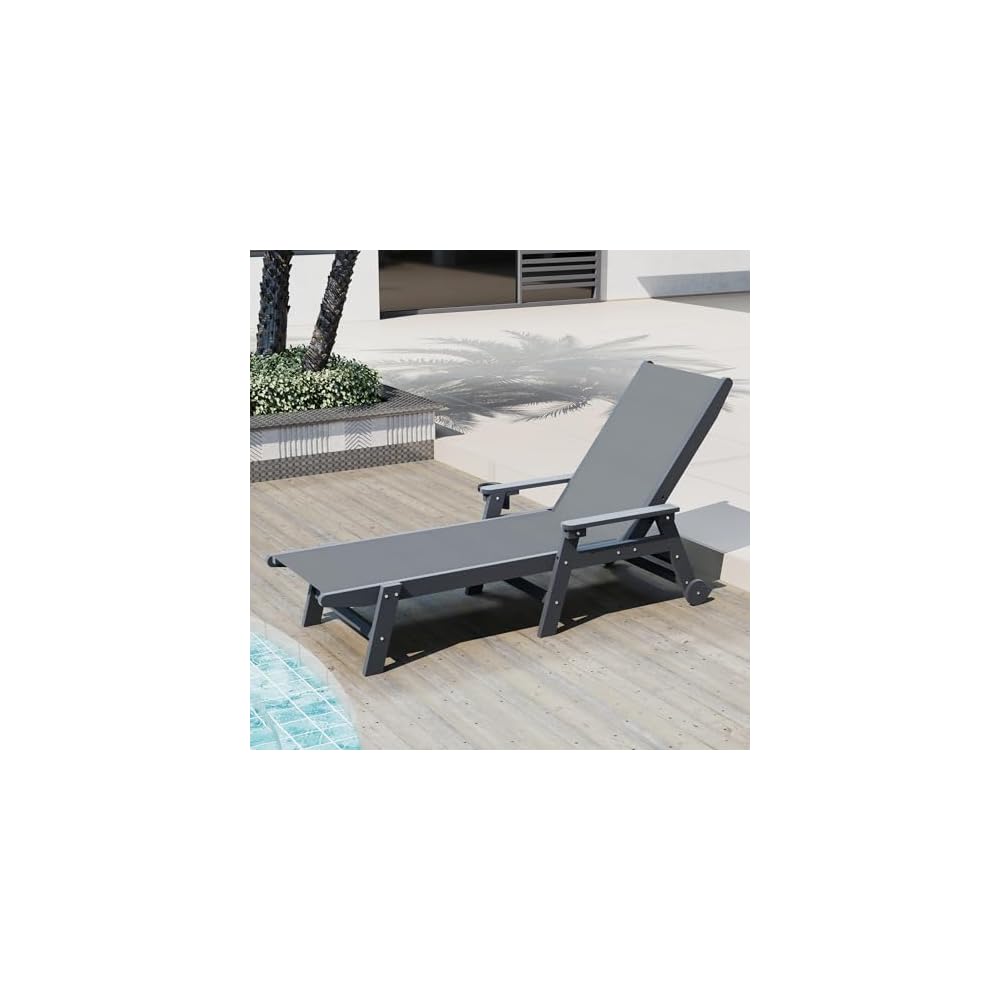 Domi HDPE Aluminum Pool Lounge Chair Set of 2 Outdoor Chaise Lounge Chair