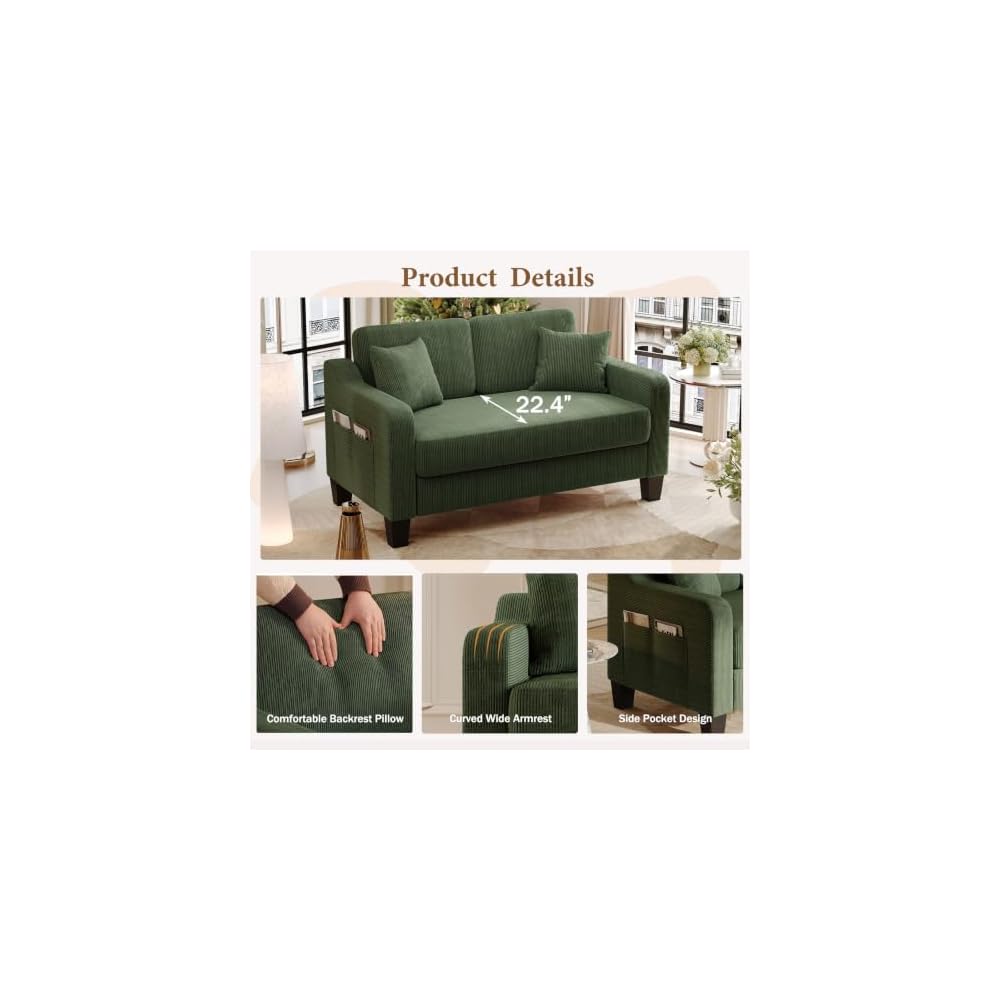 54" Corduroy Loveseat Sofa,2 Seater Couch