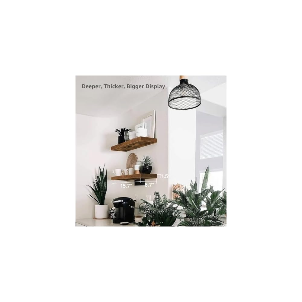 QEEIG Bathroom Floating Shelves for Wall (Brown, Set of 2, 15.7")