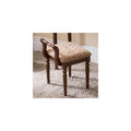Vintage Solid Wood Makeup Vanity Chair with Back | Compact Accent Stool for Small Spaces | Stylish Living Room Space Saver (Brown)