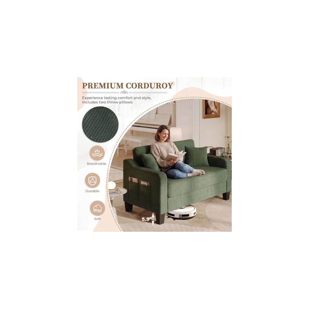 54" Corduroy Loveseat Sofa,2 Seater Couch