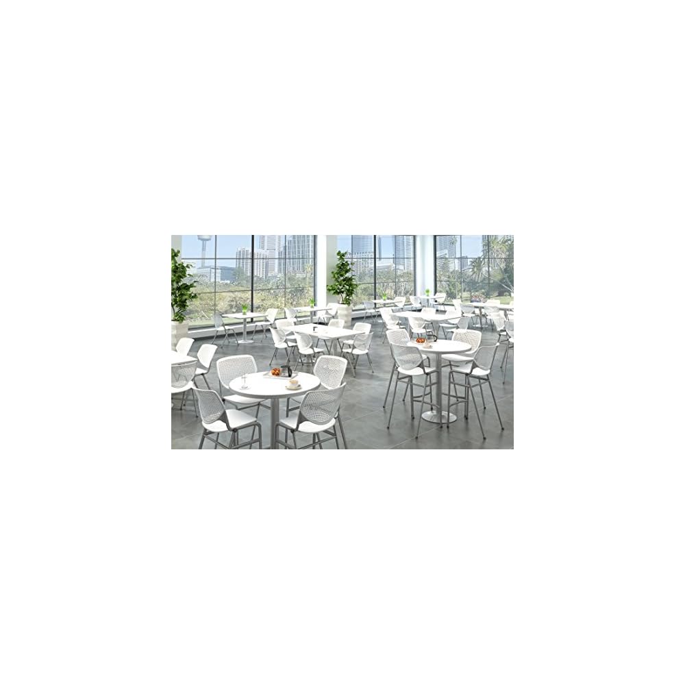 KFI Seating Kool Series Polypropylene Stack Chair with Perforated Back, Light Grey Finish