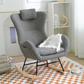 Rocking Chair Upholstered Glider Rocker Rocking Accent Chair Modern Lazy Chair Ergonomic Design 220 LBS Load Capacity Armchair Comfy Side Chair for Living Room Bedroom Gray