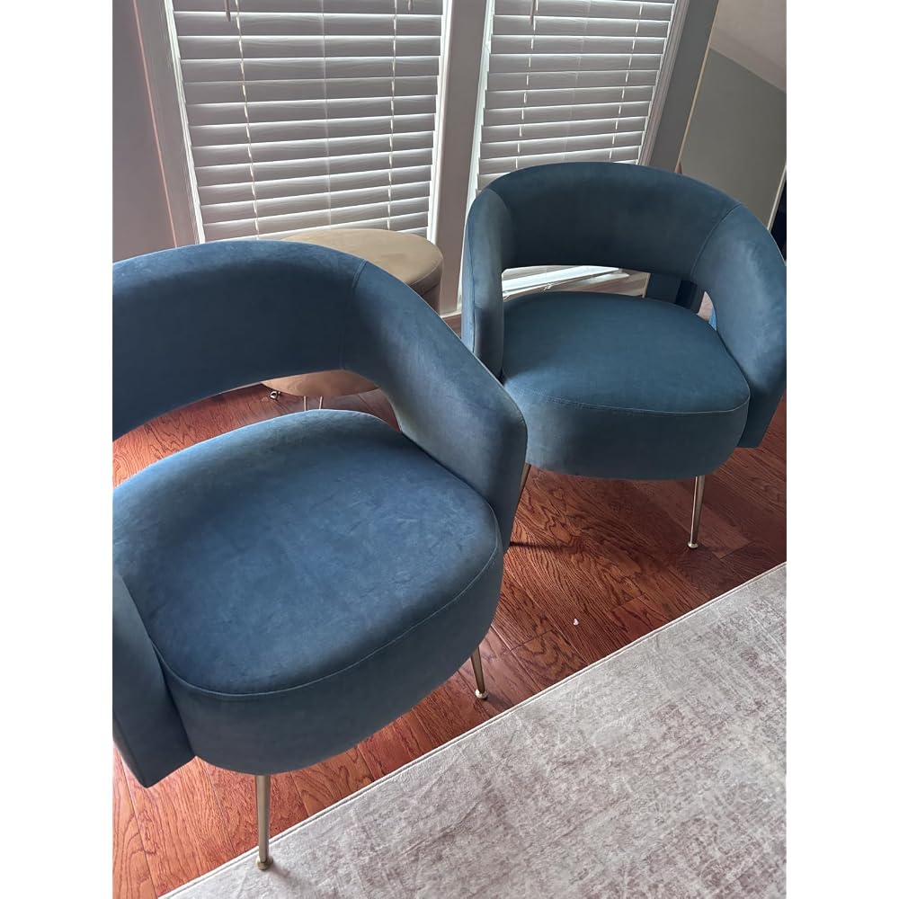 Lexicon Mid-Century Modern Velvet Accent Chair with Open Back, Dark Green