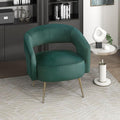 Lexicon Mid-Century Modern Velvet Accent Chair with Open Back, Dark Green