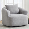 360° Swivel Round Accent Chair with Soft Pillow, Comfy Teddy Fleece Upholstered Barrel Chair, No Assembly Single Sofa for Living Room, Bedroom, Apartment (Light Gray)