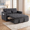 3 in 1 Convertible Sleeper Sofa Bed, 54'' Full Size Velvet Pull Out Futon Couch Recliner with Reclining Backrest & 2 Pillows, Small Loveseat Lounge Couches for Small Spaces (Striped Velvet, Black)